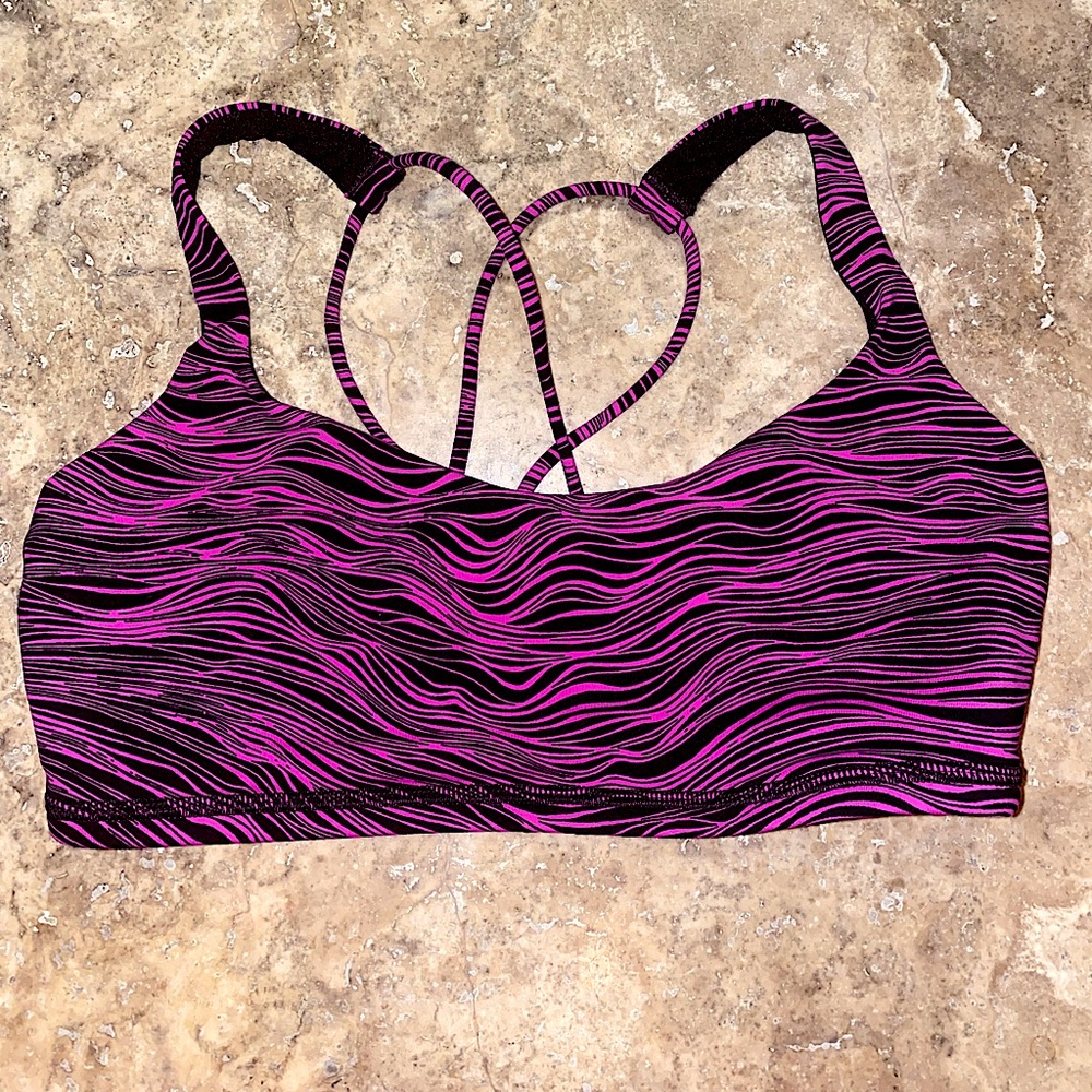 Lululemon Free to Be Wild Zebra purple and black sports bra size 4